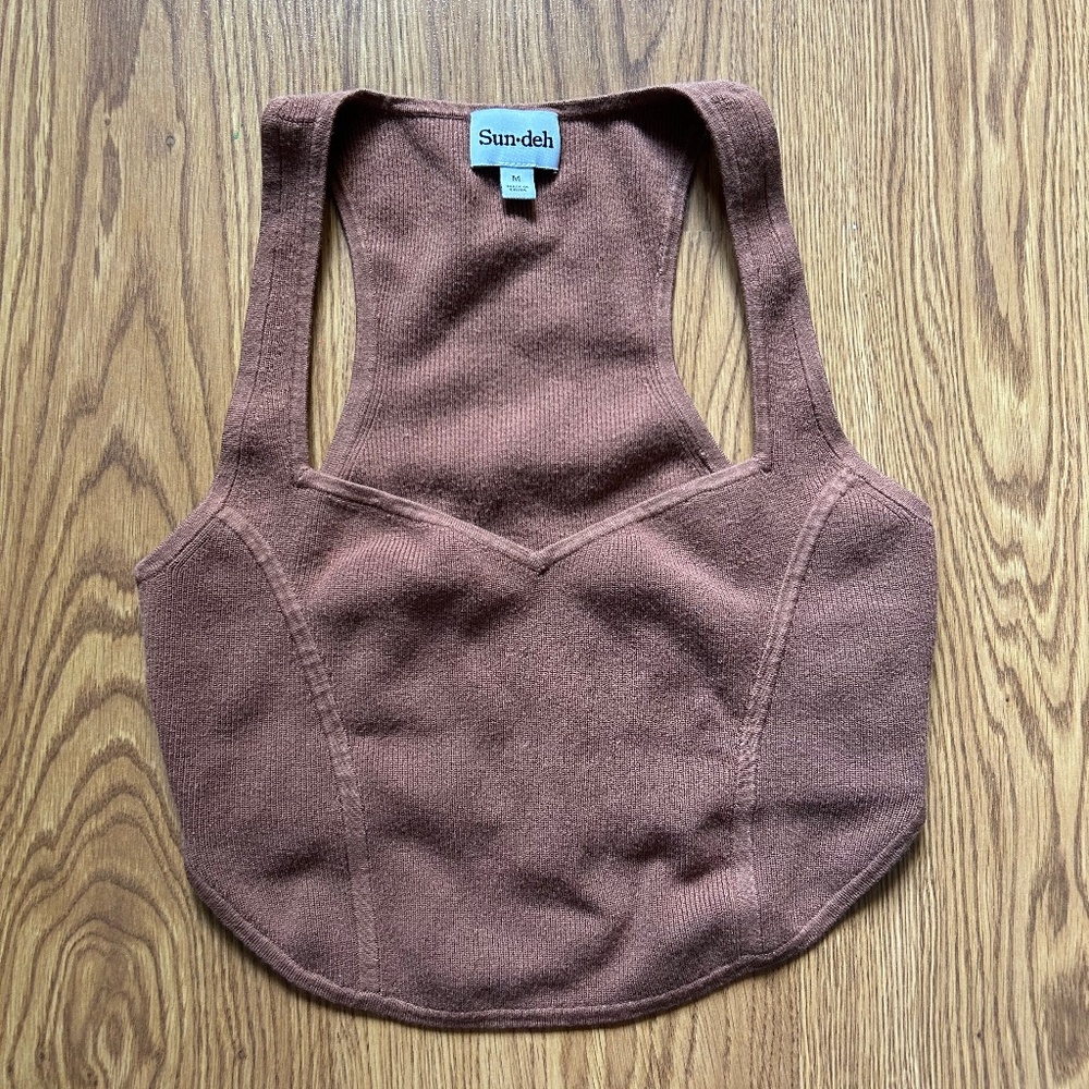 Aritzia Sundeh Brown Knit Tank Top